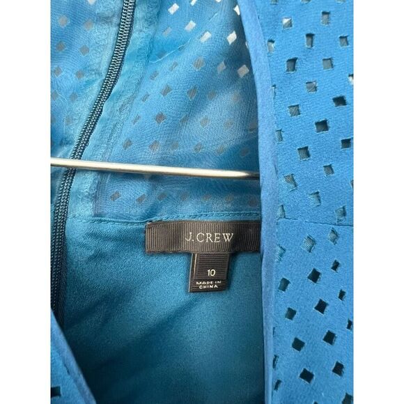 J.Crew Perforated Fit & Flare Silk Blend Dress Wmn Sz 10 Minimalist Simple MCM - Picture 11 of 12